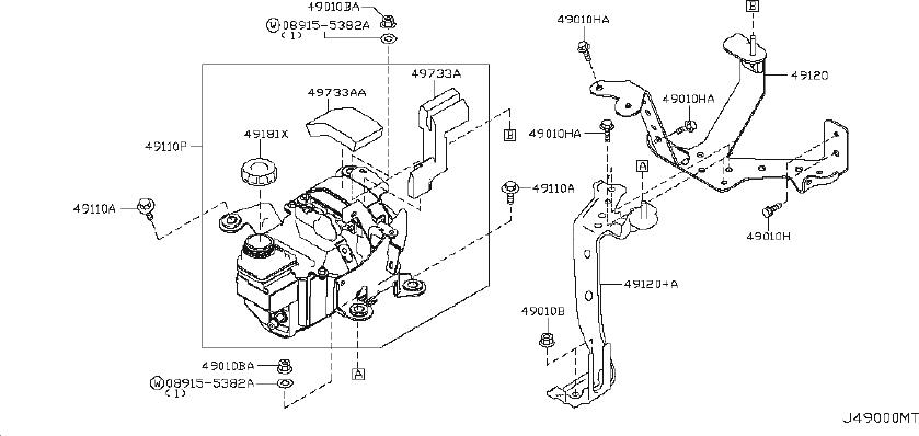 Nissan Quest Power Steering Pump Bracket. Suspension - 49120-1JA0C